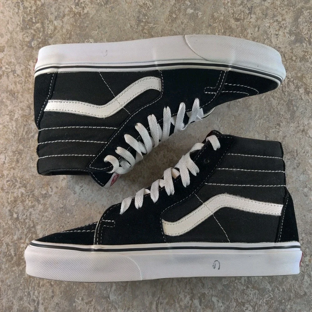 Vans Sk8-Hi Men 6.5 / Women 8 Shoes Black White Suede Skate Hi Top Classic - Picture 4 of 9